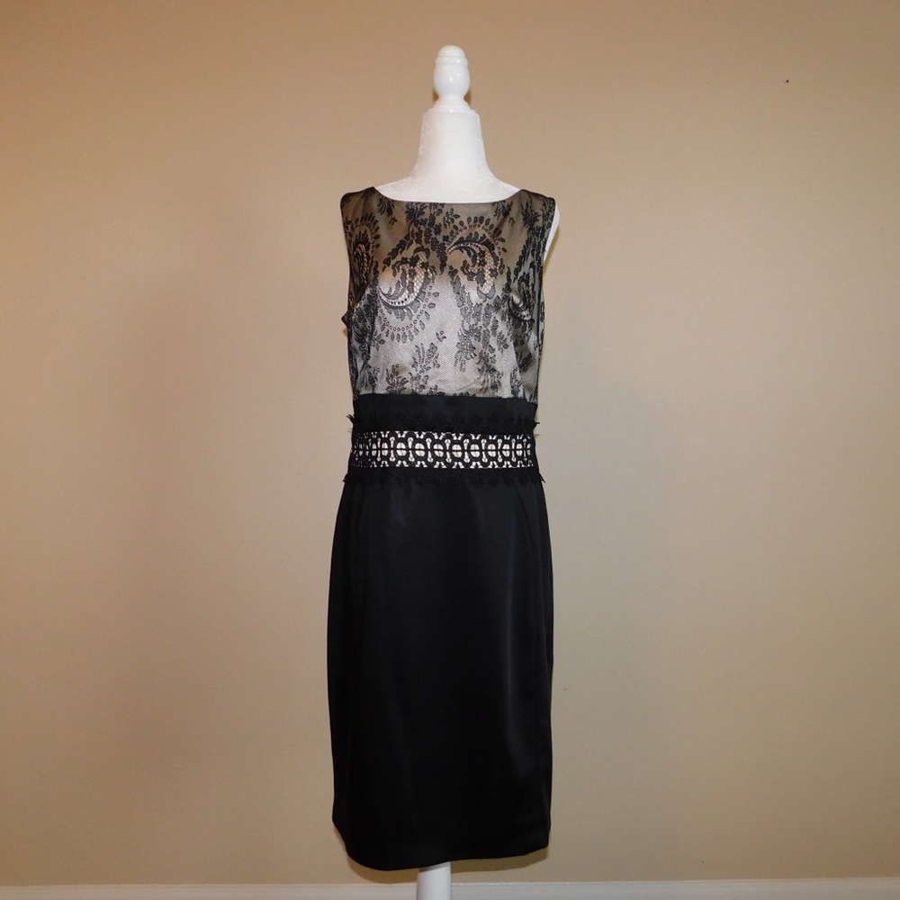 Jax Silk and Satin Black lace dress